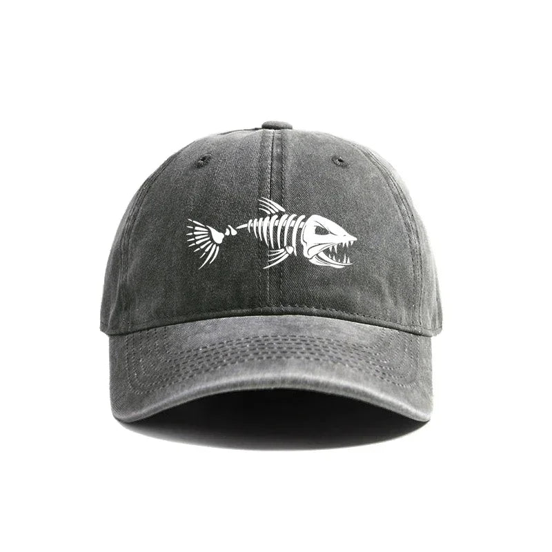 Fishbone Baseball Cap Summer Distressed Dad Hats Men