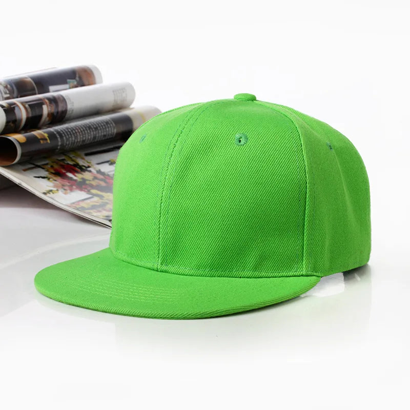 Fashion Solid Baseball Cap Flat Peak Hip Hop Hats Men Women Snapback Caps