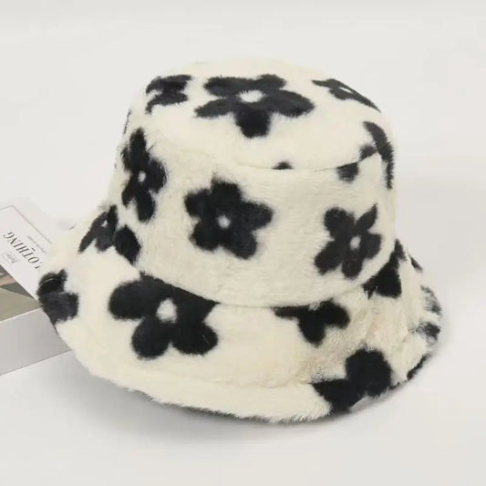 Fluffy Fur Women Bucket Hat Thick Warm Sun Hat For Men and Women