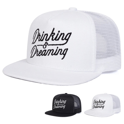 Unisex DRINKING DREAMING Embroidery Hip-hop Net Hats Baseball Caps Sunscreen Hat Cap Snapback Cap