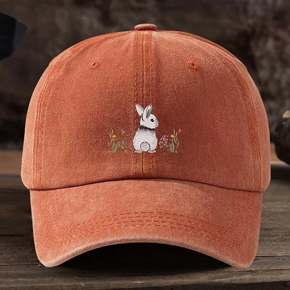 Baseball Cap Cute Rabbit Floral Print