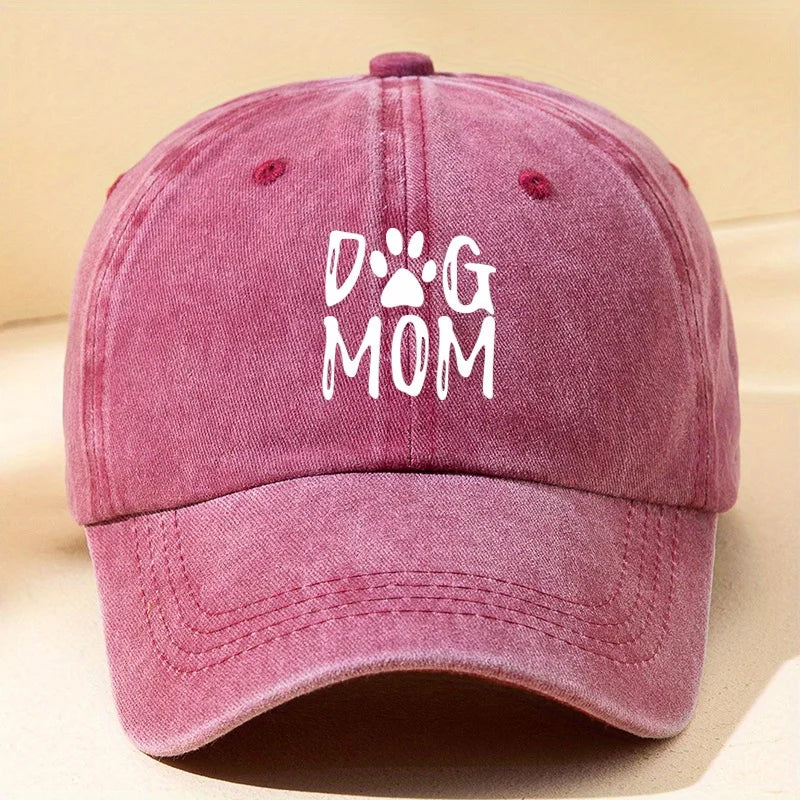Classic Washed Retro Dog Mom Printed Baseball Cap