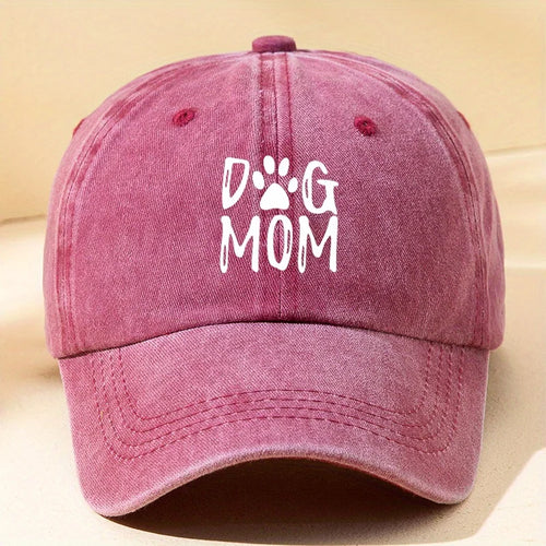 Classic Washed Retro Dog Mom Printed Baseball Cap