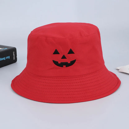 New Halloween-Themed Embroidered Pumpkin Smiling Bucket Hat