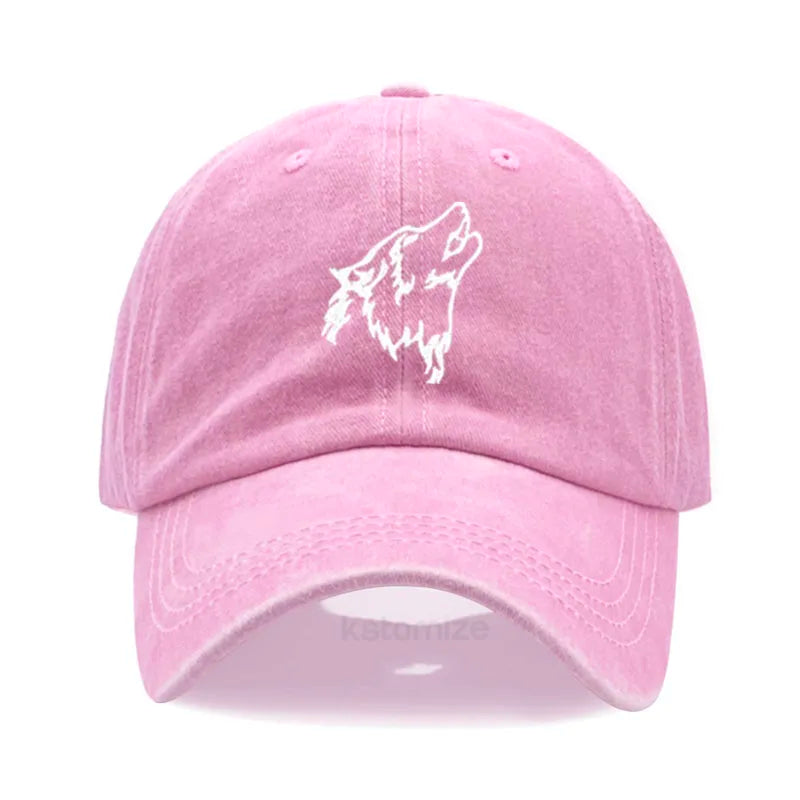 Wolf Embroidered Baseball Cap For Women Men