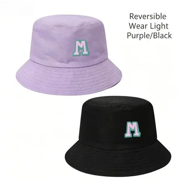 Two-Tone Outline Letter M Embroidery Reversible Bucket Hat