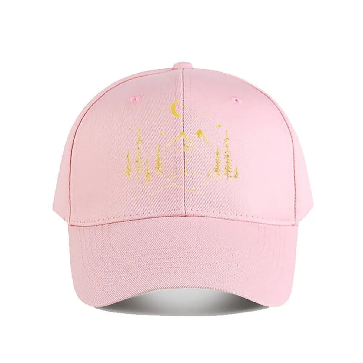 Pink Vintage Baseball Cap Mountain Moon Tree