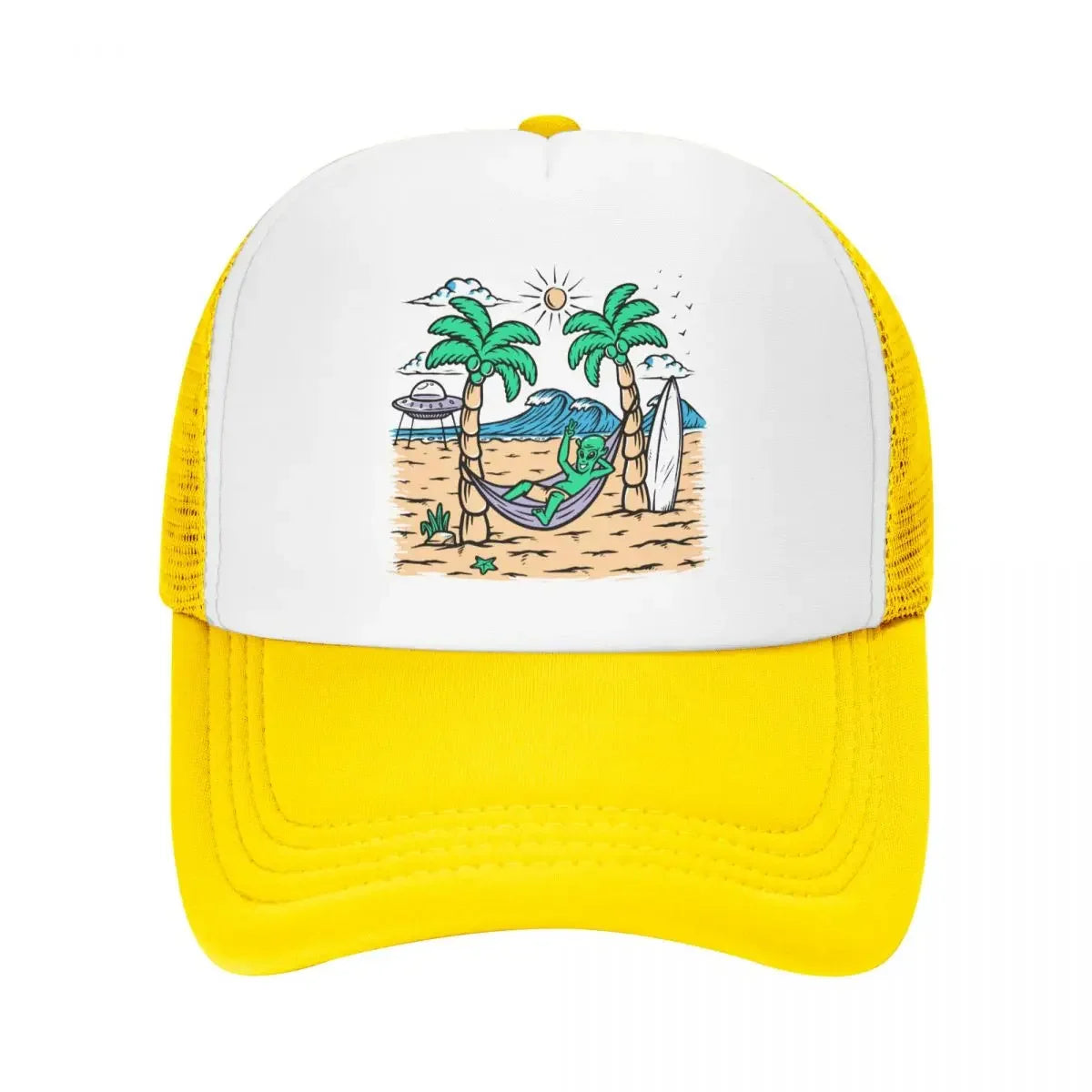Custom Summer Beach Alien Surfing Baseball Cap