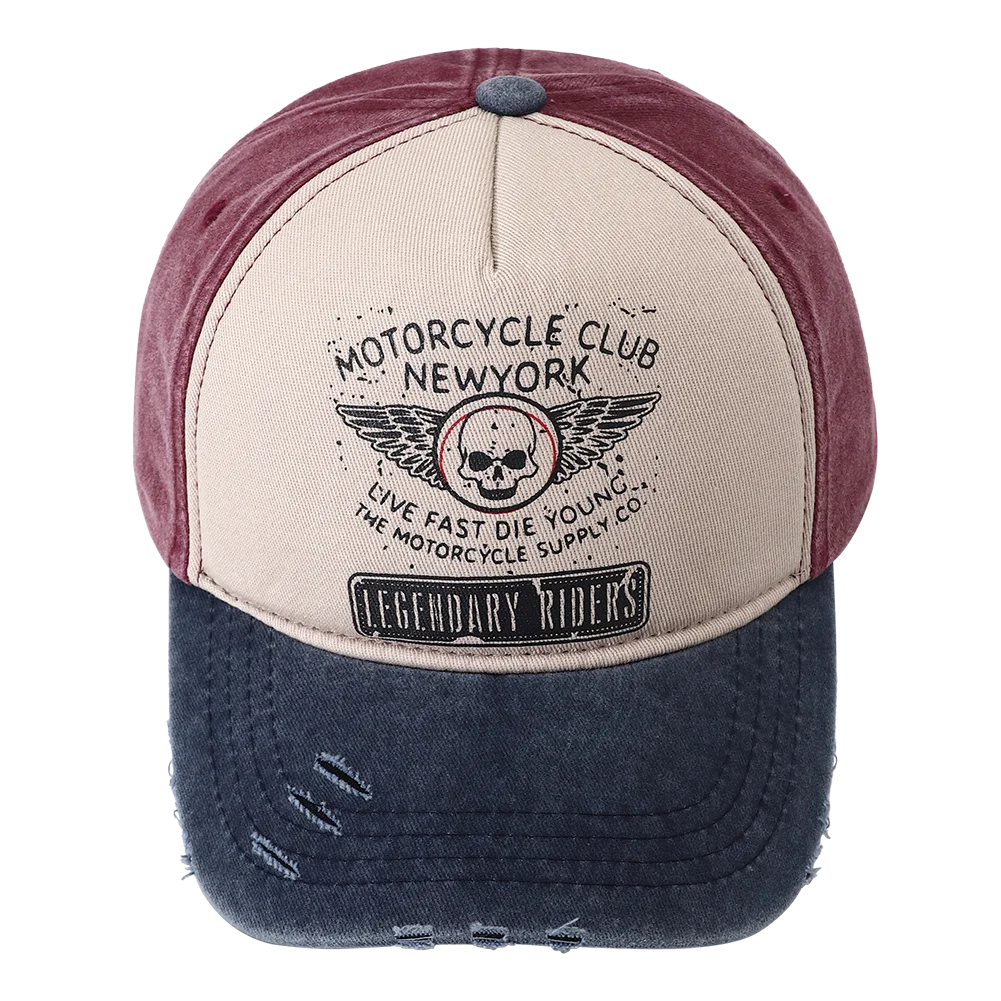 New Punk Motorcycle Cap Casquette Femme Skull Print 5 Panel Baseball Hat Hip Hop New York