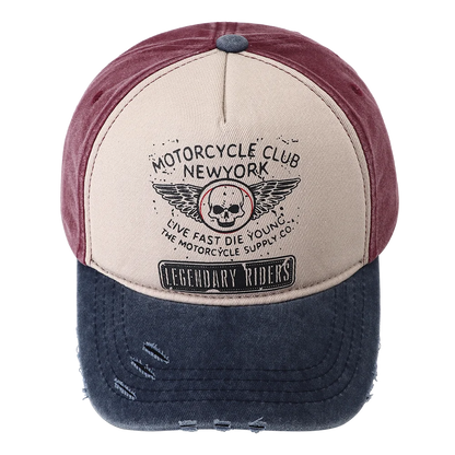 New Punk Motorcycle Cap Casquette Femme Skull Print 5 Panel Baseball Hat Hip Hop New York