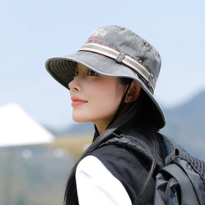 Summer Men Bucket Hat Outdoor Washed Cotton
