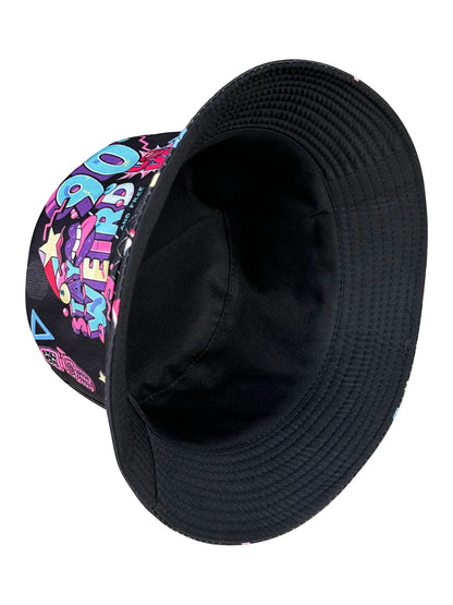 Abstract Personality Tape Black 90S Print Bucket Hat Sun Hat