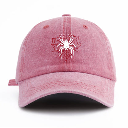 Spider Print Washed Baseball Cap For Adults