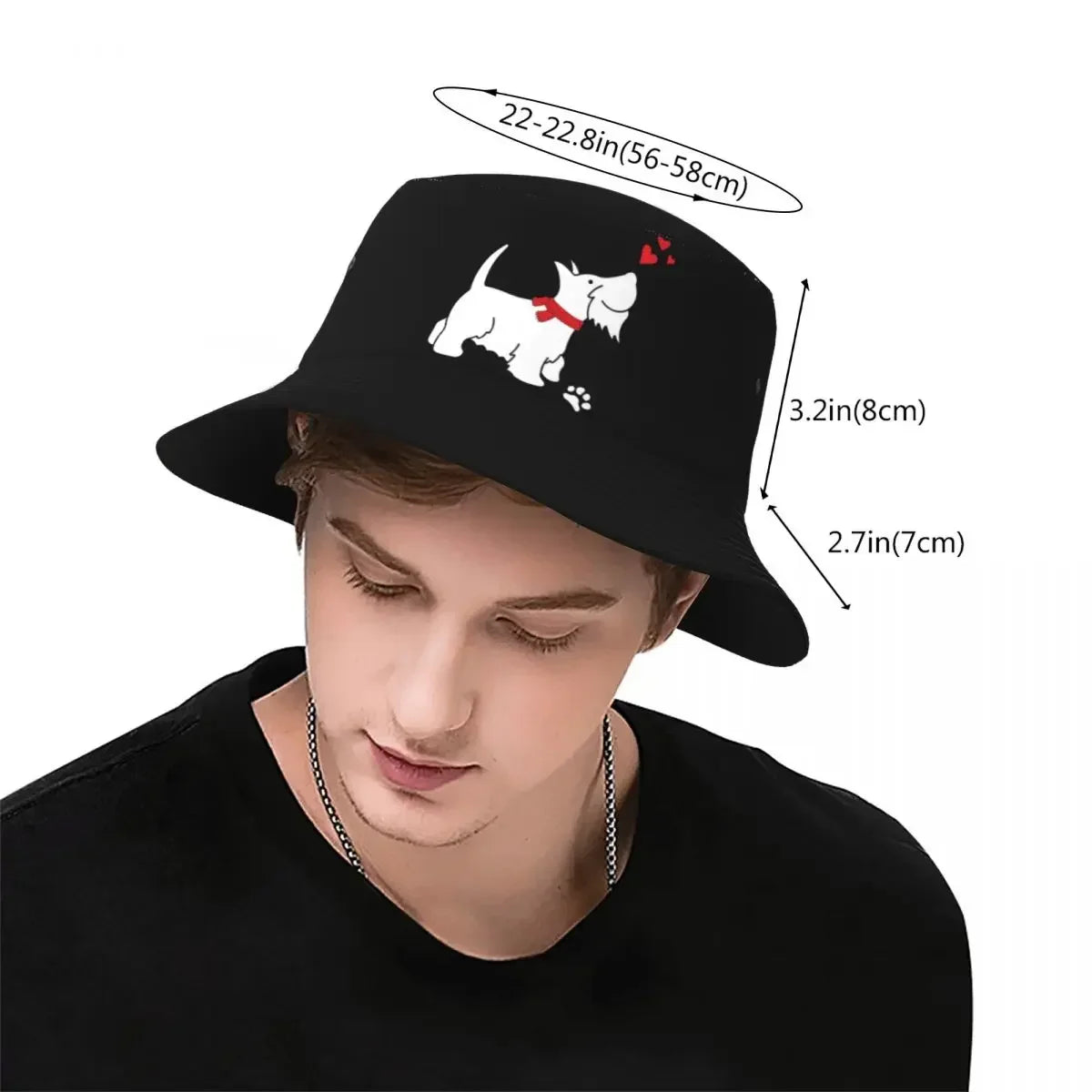 Fashion Scottish Terrier Love Bucket Hat for Women Men Print Scottie Dog