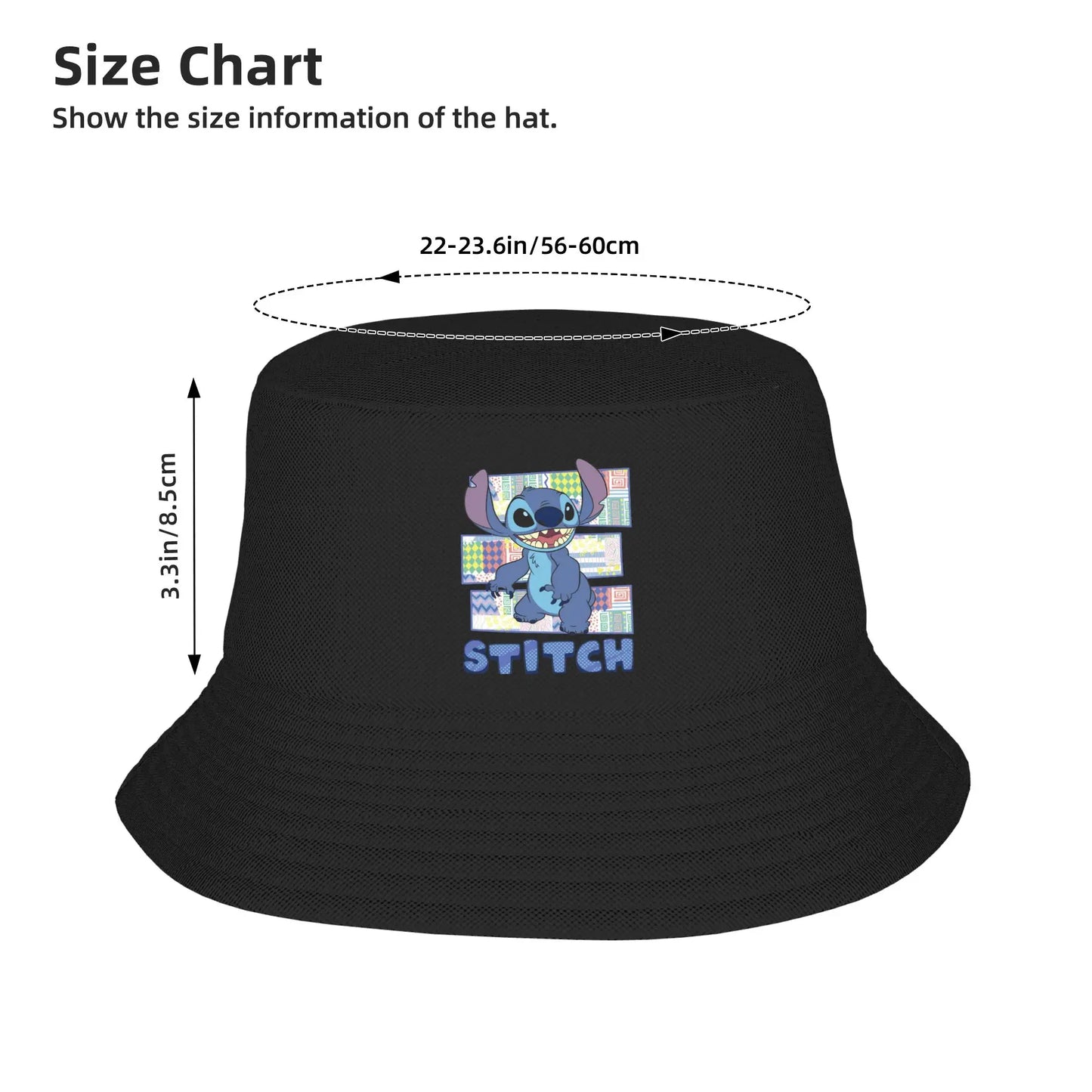 Women Men Bucket Hat Cartoon Lilo Stitch Summer Beach Getaway Headwear Outdoor