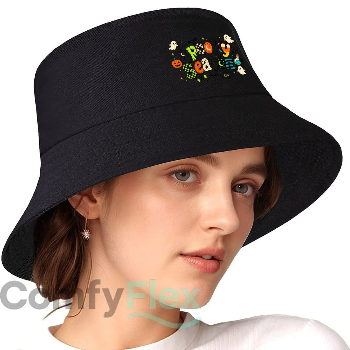 Cute Spooky Season Ghost Pumpkin Par Fisherman Hat Winter Cap Bucket Hat