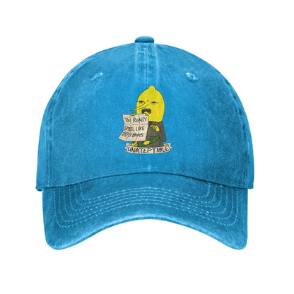 Unisex Lemongrab Printed Hat Fashion Distressed Denim Baseball Cap