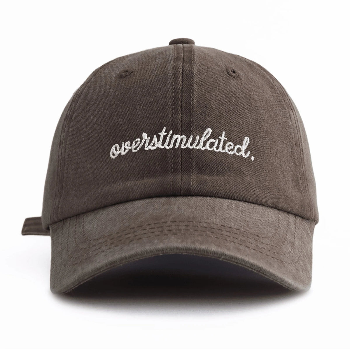 Overstimulated. Embroidered Washed Baseball Cap