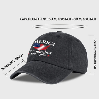 USA 250th Birthday Baseball Cap