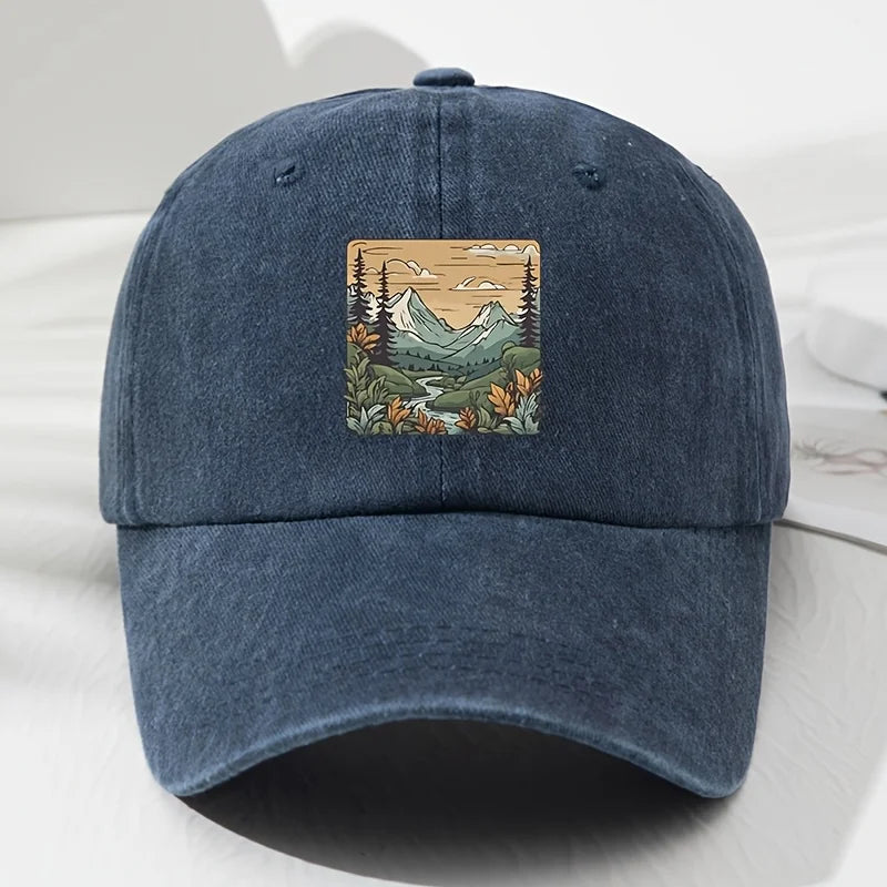 Baseball Cap Landscape Print Retro Men's And Women's Fashionable Outdoor Hat