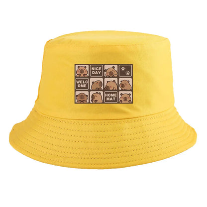 Summer Spring Ladies Cotton Korean Casual Outdoor Sunprotection Capybara Bucket Hat For Men Women