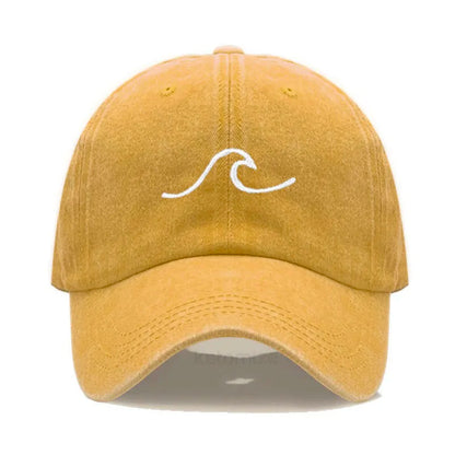 Men's Baseball Cap Women's Washed Cotton Waves Embroidery Embroidery Sport Golf Caps For Man