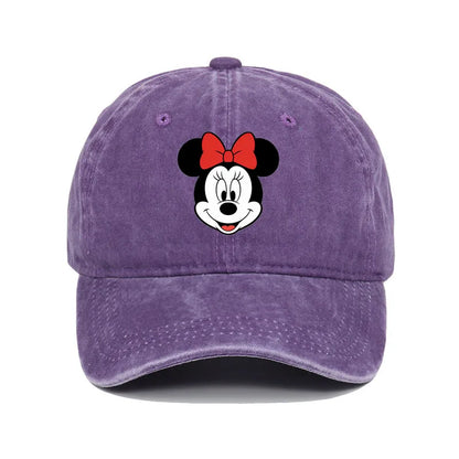 Unisex Vintage Washed Mickey Minnie Print Baseball Cap For Men Women