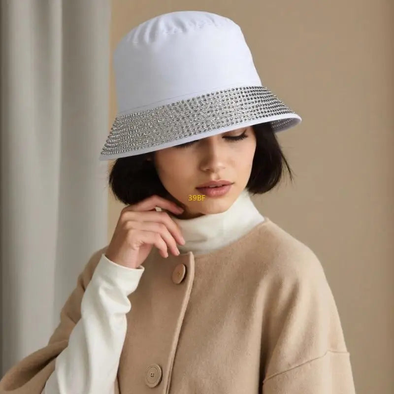 Unisex Bucket Hat Rhinestones Blingbling Fisherman Hat