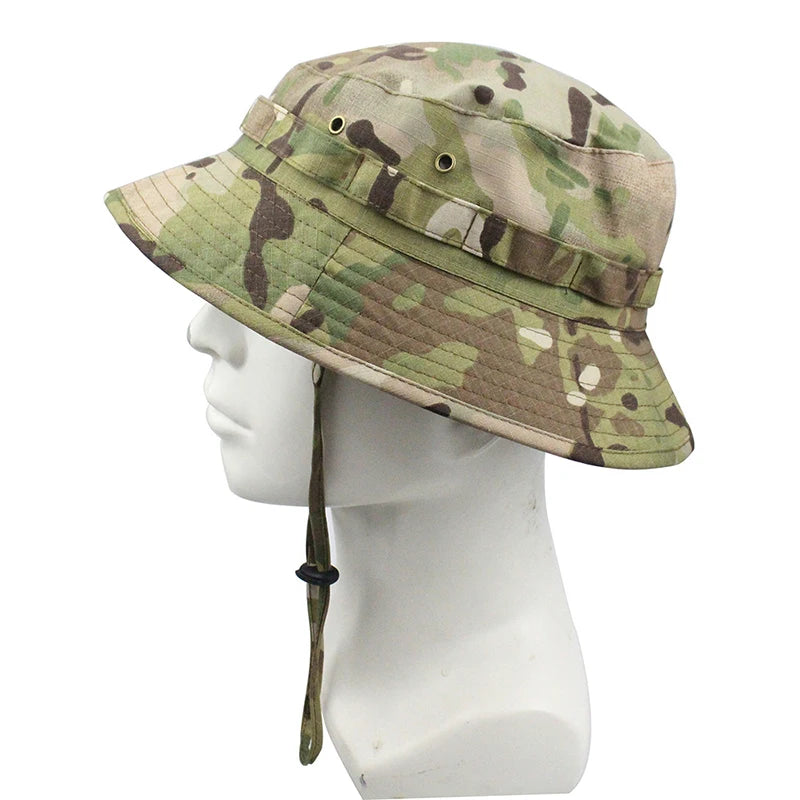 Men's Panama Hat Bucket Hat Tactical Sunscreen Camouflage Outdoor Travel Climbing