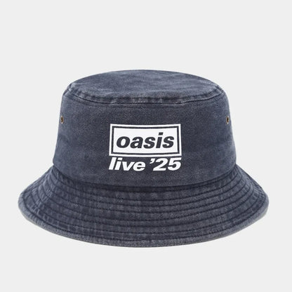 NEW OASIS Printed Washed Bucket Hat Men Women Party Music