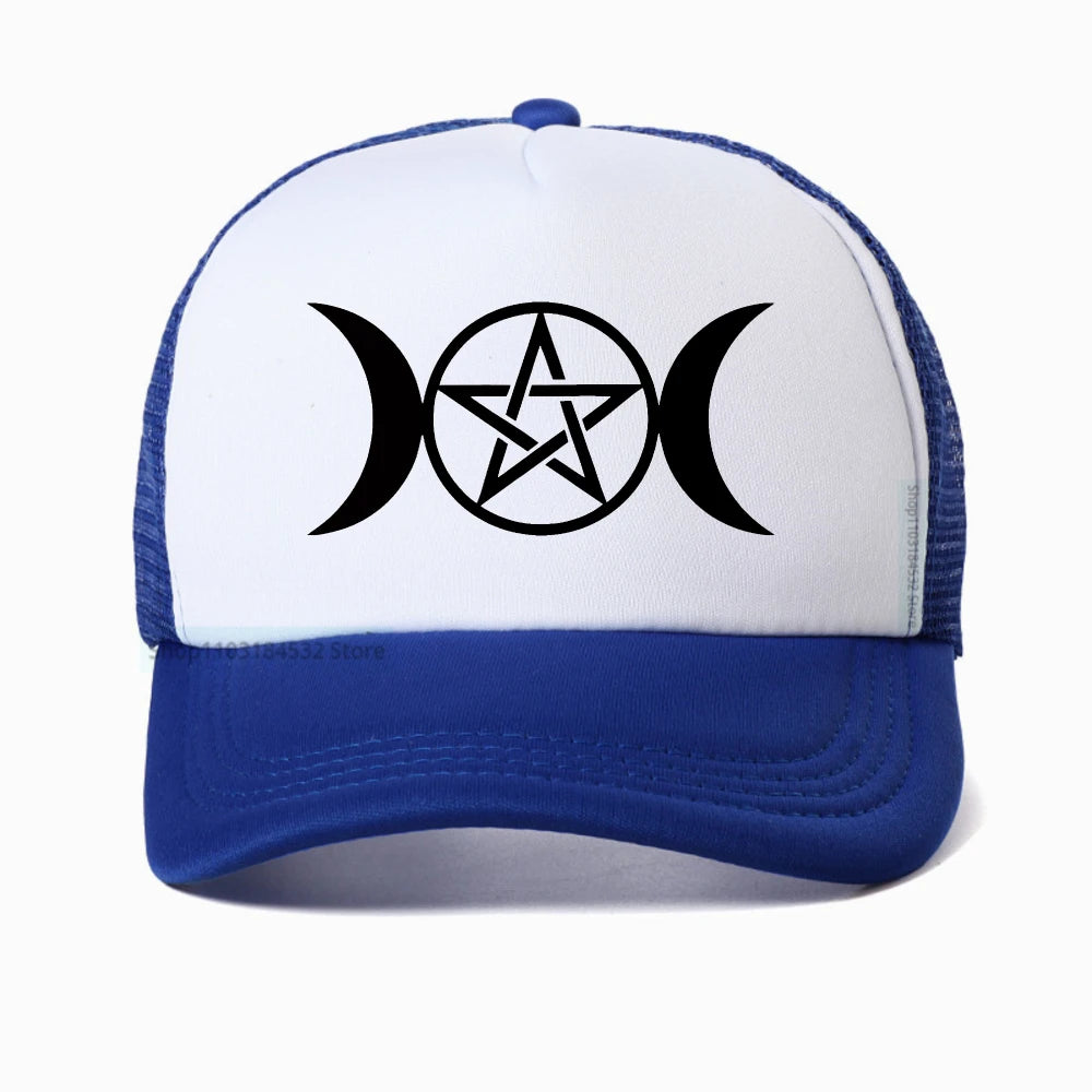 Triple Moon Goddess Wicca Pentacle Cartoon Baseball Cap