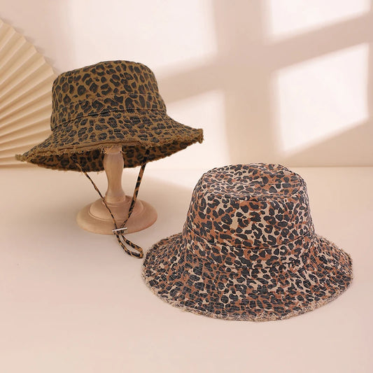 Retro And Fashionable Leopard Print Fisherman Hat