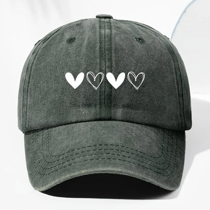 Unisex Retro Baseball Cap With Heart-Shaped Pattern