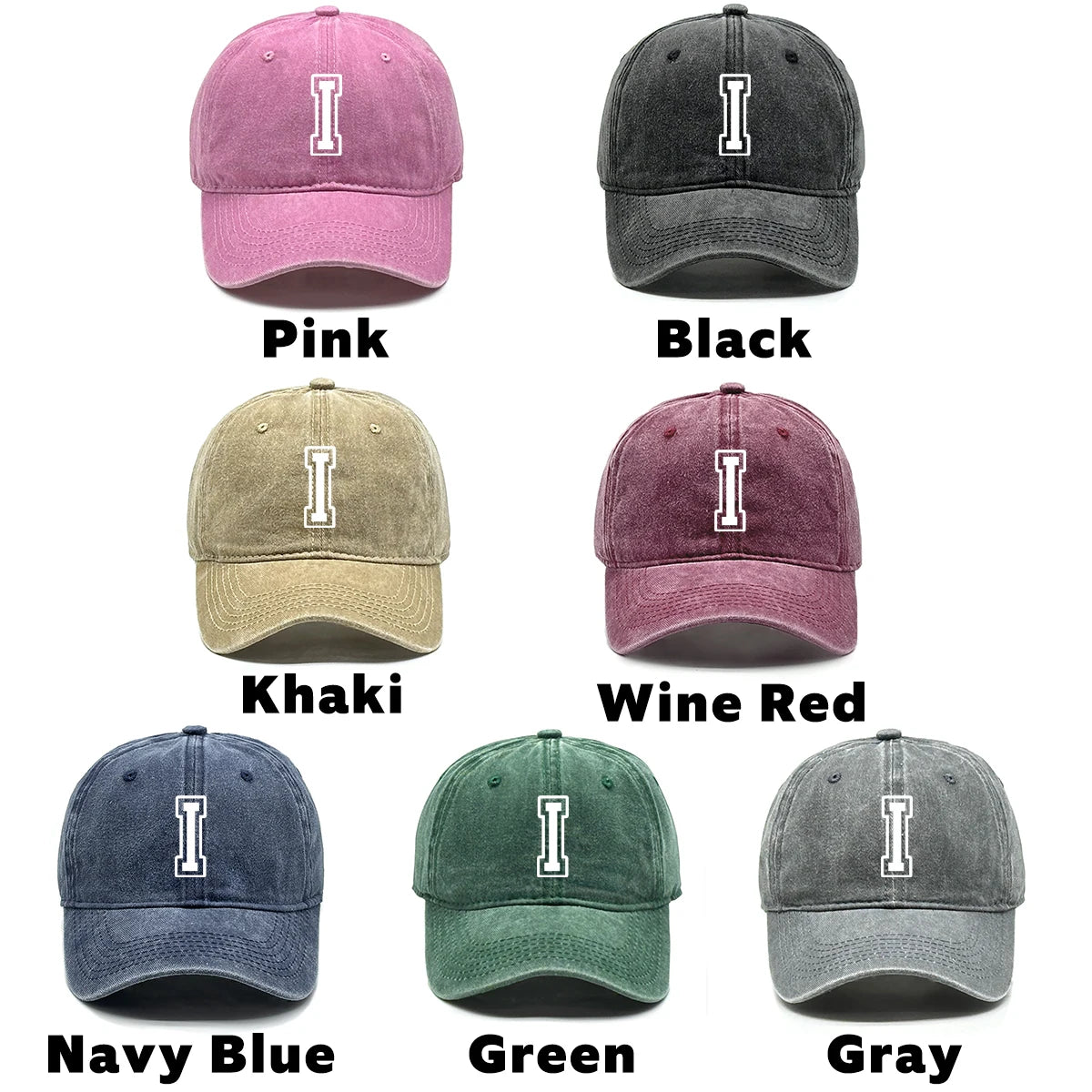 Initial Letter A-Z Print Baseball Cap For Men Women