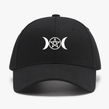 Triple Moon Pentacle Embroidery Structured Baseball Caps