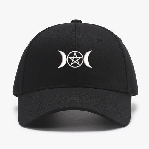 Triple Moon Pentacle Embroidery Structured Baseball Caps