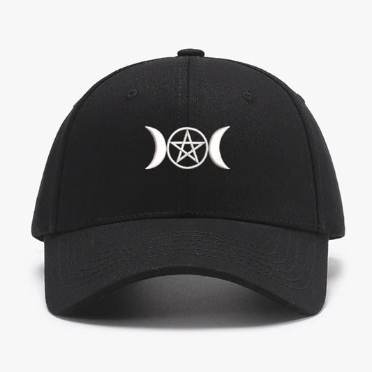 Triple Moon Pentacle Embroidery Structured Baseball Caps