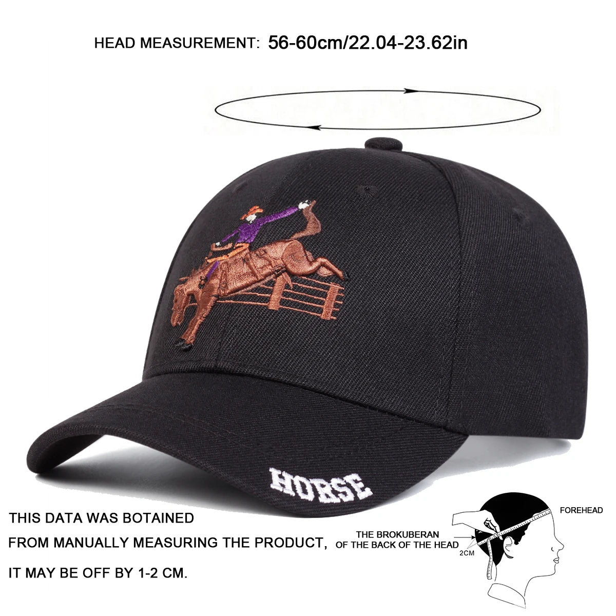 Unisex HORSE Riding Embroidery Baseball Caps