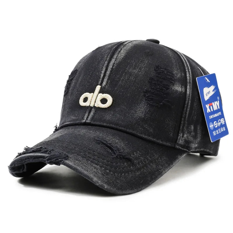 Vintage American-Style Distressed Denim Baseball Cap
