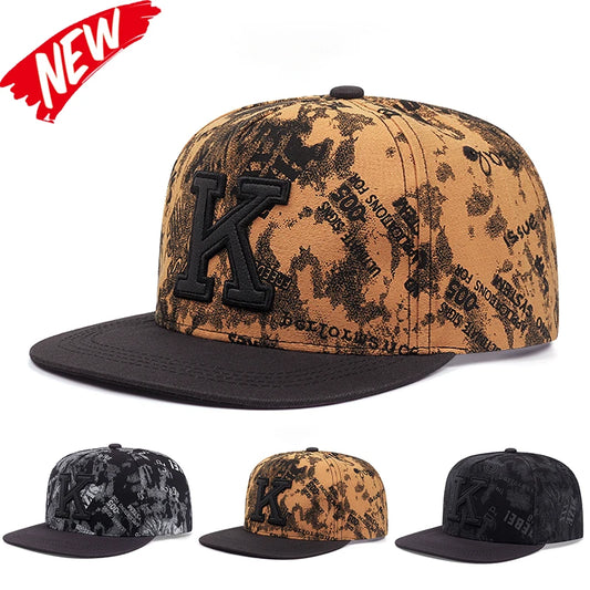 K Graffiti Embroidered Men Women Adjustable Hip Hop Snapback Cap For Unisex Adult