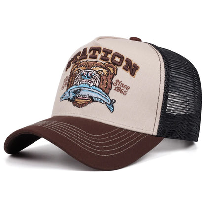 New Bear Eating Fish Street Dance Hip Hop Hat Baseball Hat