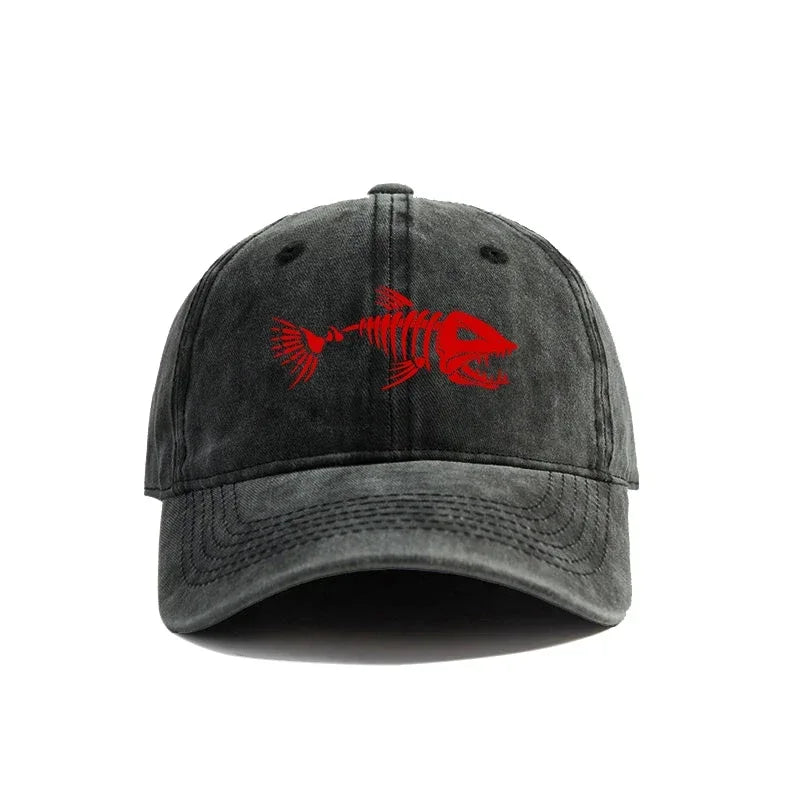 Fishing Skeleton Fish Bone Caps Fishbone Baseball Cap