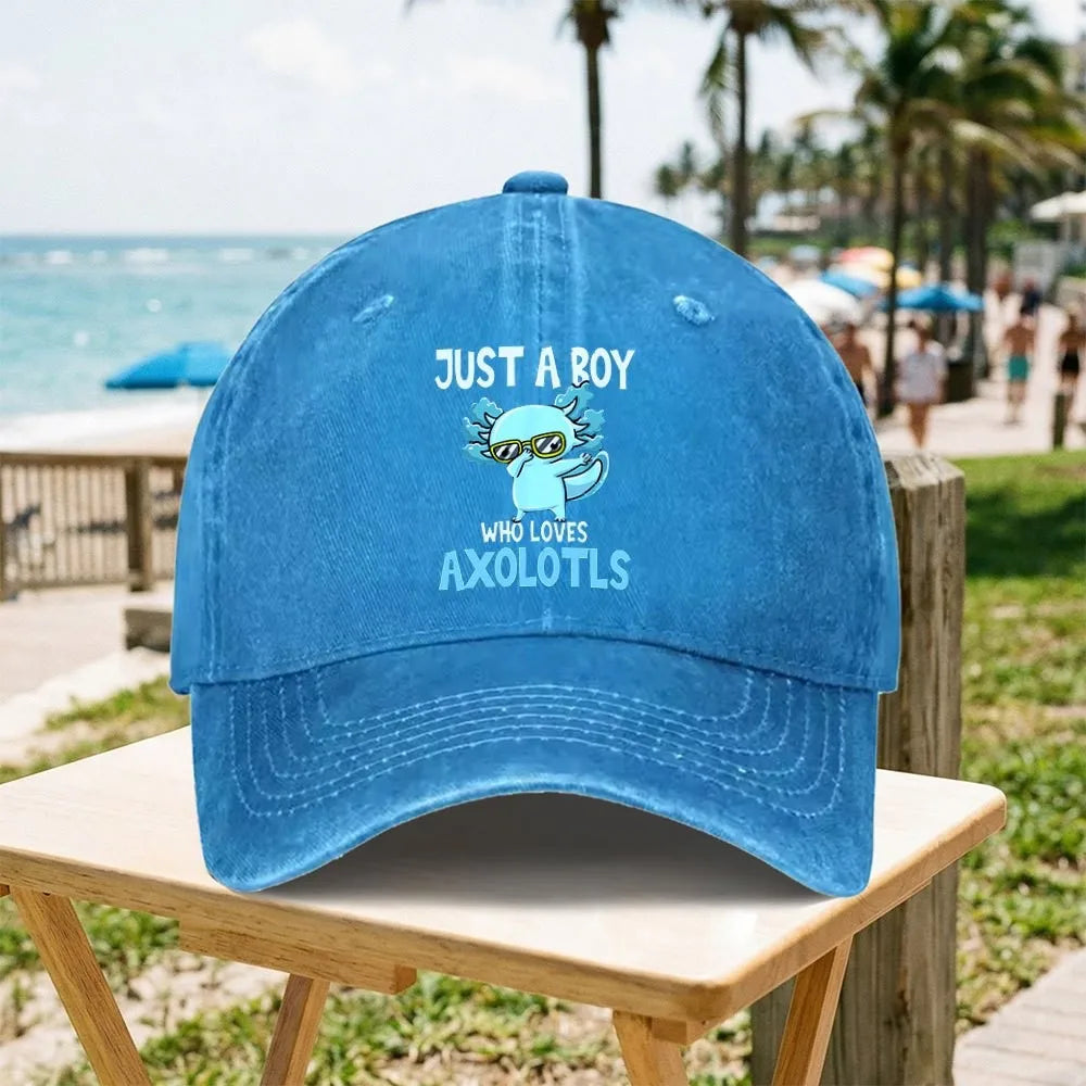 Funny Axolotl Vintage Washed Baseball Cap