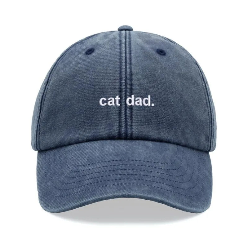 Cat Dad Retro Washed Baseball Cap