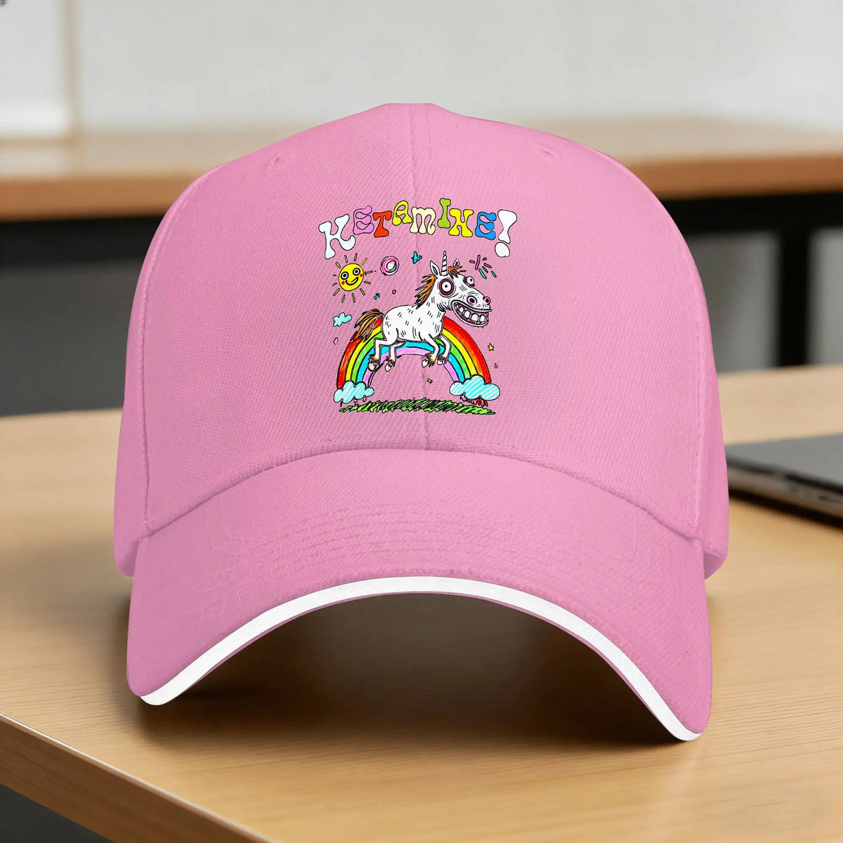 Rainbow Ketamine Horses Baseball Cap