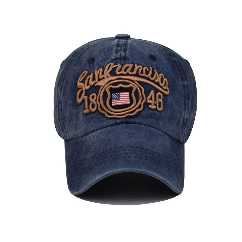 Cross-border New Cotton American Flag Distressed Washed Baseball Cap