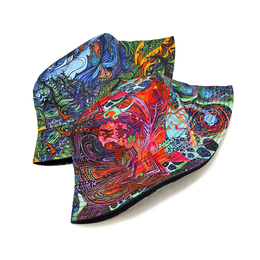 Retro Graffiti Print Hip Hop Street Bucket Hat