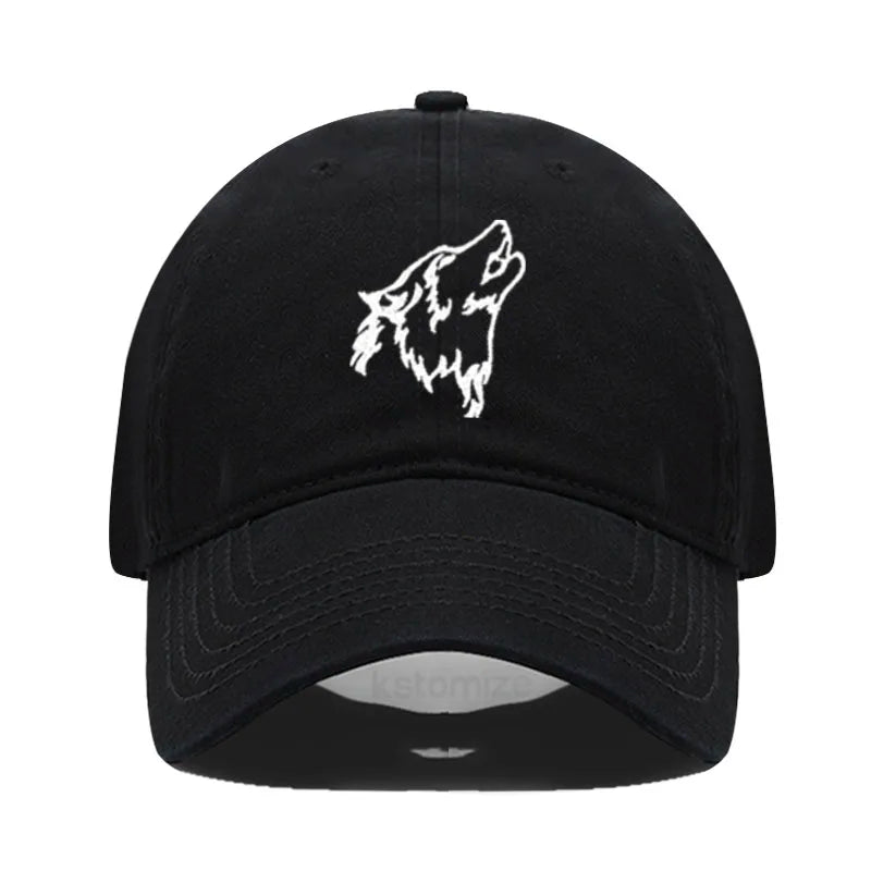 Wolf Embroidered Baseball Cap For Women Men