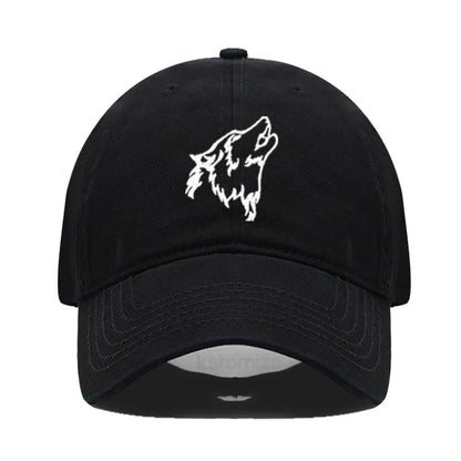 Wolf Embroidered Baseball Cap For Women Men