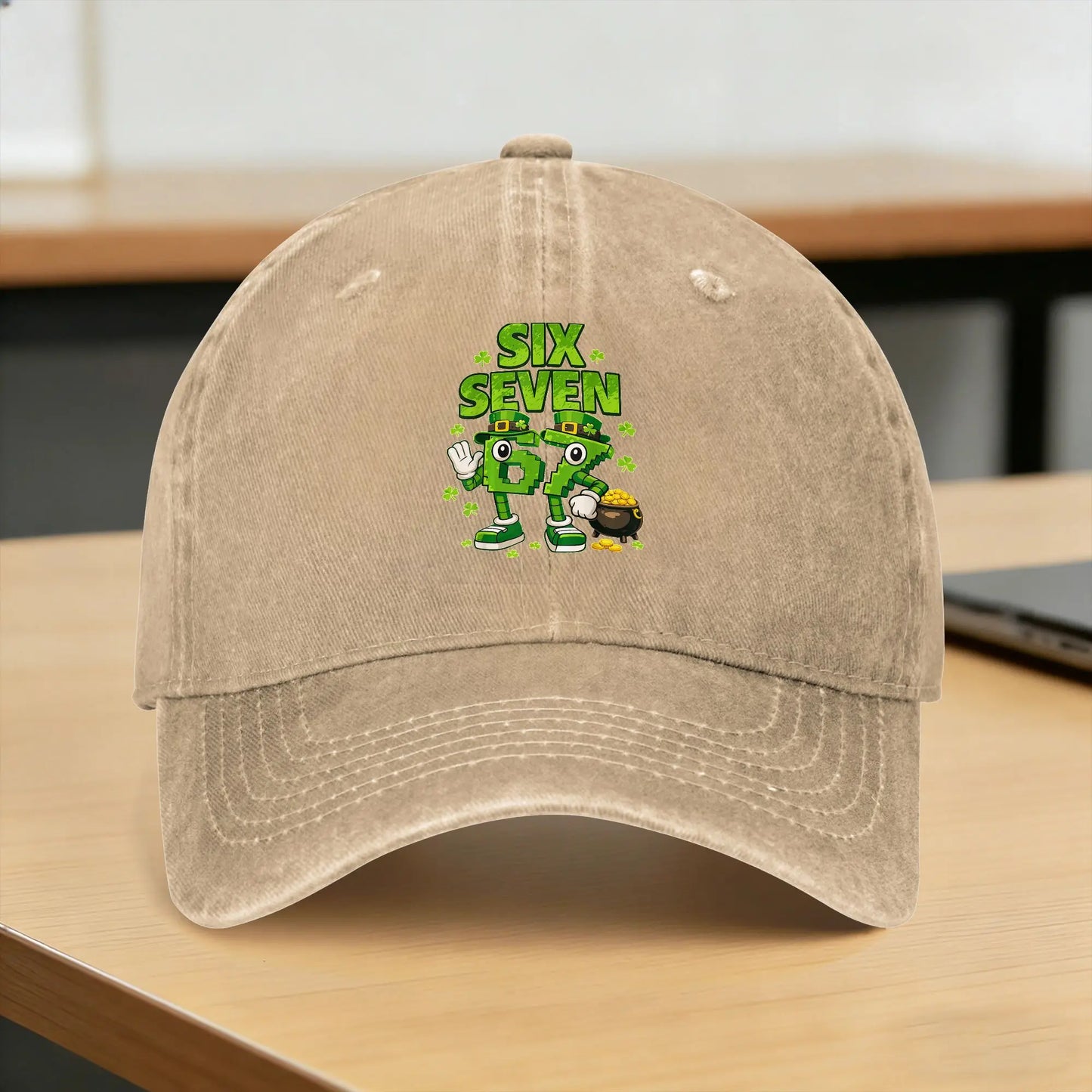Funny Meme 6-7 Shamrock Six Seven 6 7 St Patricks Day 67 Baseball Cap